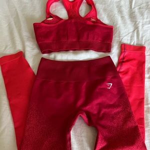 Gymshark sports bra and legging set red and neon